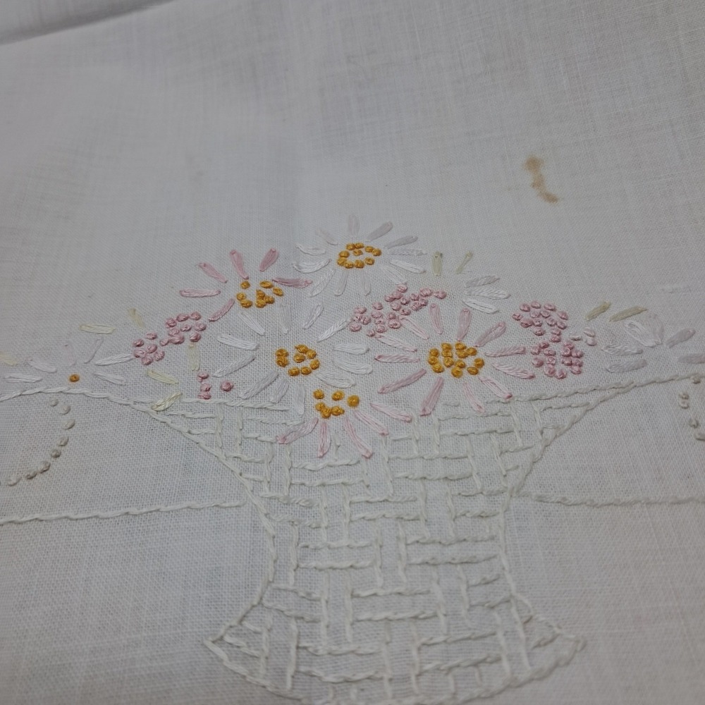 Vintage Embroidered Linens Lot 9 Pieces Hand‎ Stitched Floral Kitchen Decor - Picture 3 of 11